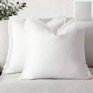 2-Pack Simple Fringe Pillow Covers, Hidden Zipper Closure, Ideal for Home Decor, Outdoor Camping, No Insert Included
