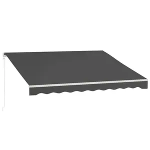 12' x 10' Electric Retractable Awning Sunshade Shelter with Remote Controller, Crank Handle for Deck Balcony Yard, Gray