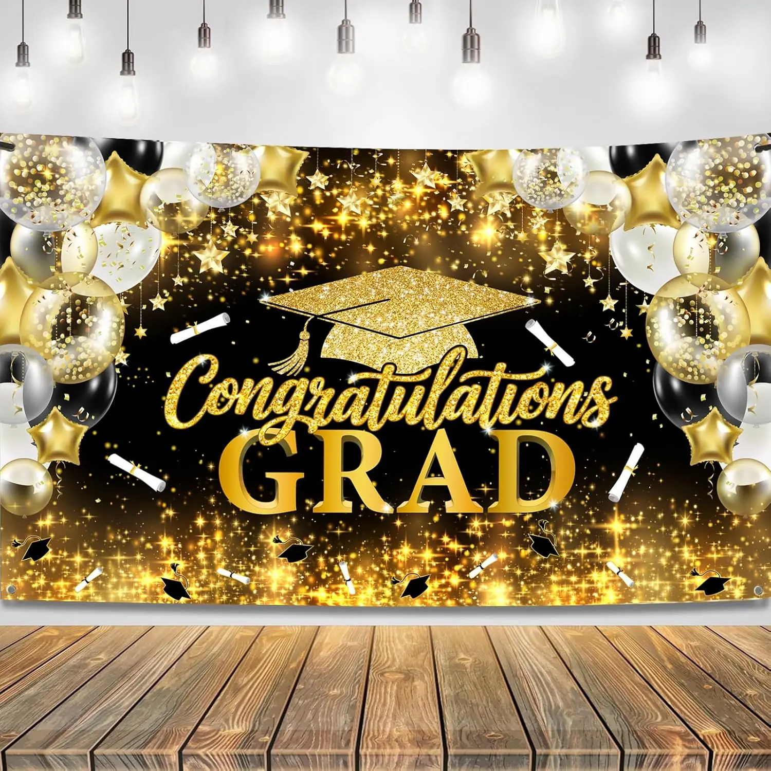 Graduate 2026 Backdrop | Large Congrats Grad Banner - 72x44 Inch, Black and  Congrats Grad Banner fot Class of 2026 Graduation Decorations