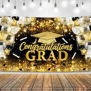 Graduate 2026 Backdrop | Large Congrats Grad Banner - 72x44 Inch, Black and  Congrats Grad Banner fot Class of 2026 Graduation Decorations