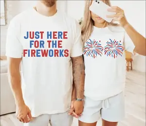 Funny Couples 4th Of July Shirts, Just Here For The Fireworks Couples T-shirt, Patriotic Matching Outfits For Couples, Independence Day Shirt