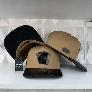Poker Plate SnapBack Hat-Brown/Black Leather Visor