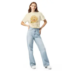 "Life is Always Golden With a Doodle" Uni-Sex T-Shirt - Cute Doodle Dog Lover Gift Cotton Fabric