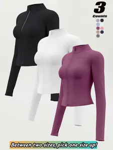 Women's Long Sleeve Slim Fit Jacket, Casual Sporty Outerwear for All Seasons, Workout Clothes Women, Yoga & Running Top, S-3xl, Size Up for a Better Fit