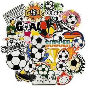 25 Pcs Soccer Iron On/Sew On Patches, Cute Embroidered Applique, Clothes Backpacks Hats Pants Jackets Jeans Decoration, Soccer Favors, DIY Accessories