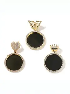 DIY Photo Pendant Necklace, Eye-Catching Personalized Accessory, Crown Heart Butterfly Design, Round Photo Holder, Parents, Kids, Partner, Pet