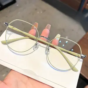 Women'S Anti-Blue Light Glasses - Large Face Frame, Polygonal Korean Fashion Eyewear, Non- Computer Glasses for Office, Gaming, Everyday - Modern Korean Elegance Standard, Gaming Eyewear, Stylish Frames, Durable Lenses, Protective Lenses, Office Workers