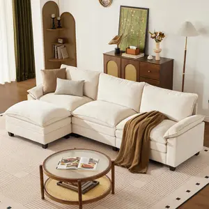 【2-3 Packages】114 Inch Modular Couch Sectionals with Ottoman, Big Comfy Cloud Couches, L Shaped 4 Seat Modular Sectional Sofa, Modern Cloud Sectional Couches for Living Room, Deep Seat Sofa