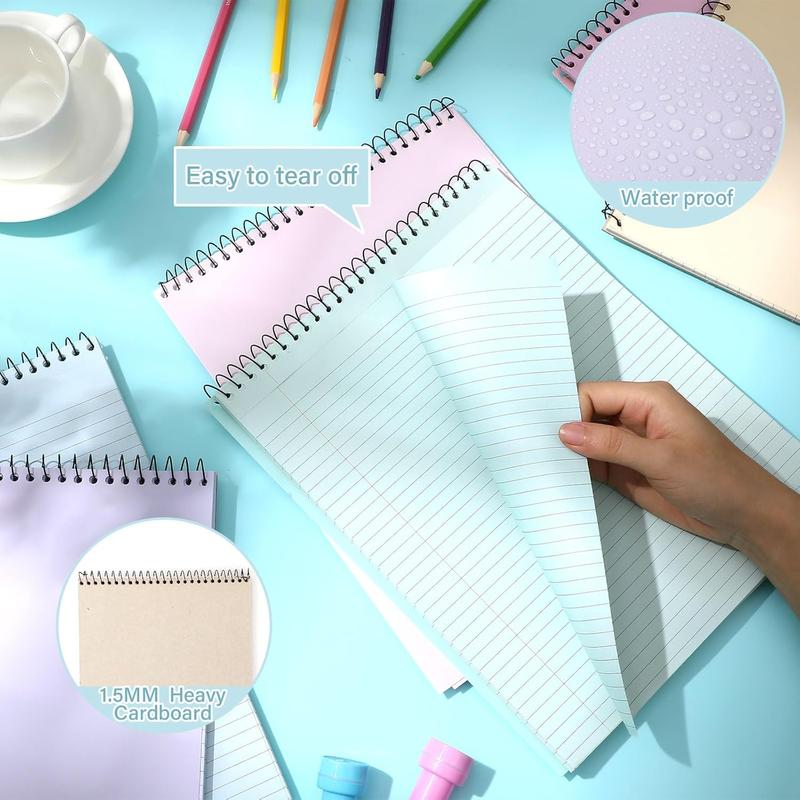 6 count Pastel Top Bound Spiral Notebooks 8.5" x 11" College Ruled Aesthetic Legal Pad Top Spiral Steno Pads Colored Paper Assorted Covers Spiral Notebook for Writing School Office Supplies