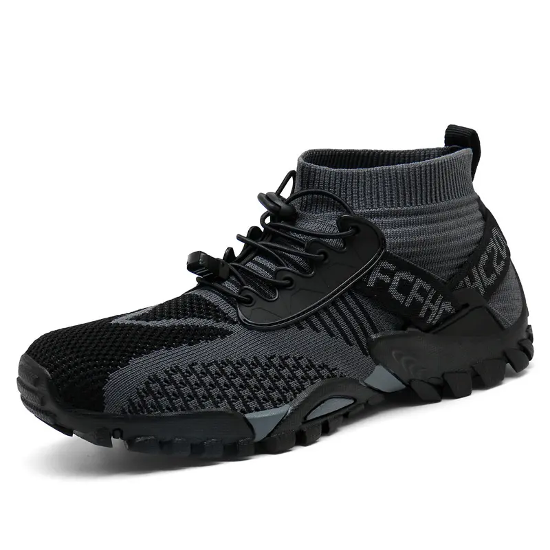 Unisex Sock-Knit Hiking Shoes - Rugged Non-Slip Outdoor Sneakers, Quick-Lace Breathable Lightweight Footwear for Trekking, Camping