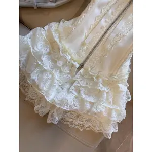 Sweet Princess Dress Woman French Lace Sim Fairy Dress Harajuku Gyaru Elegant Chic Ball Gown Summer Kawaii 90s Sexy Fashion