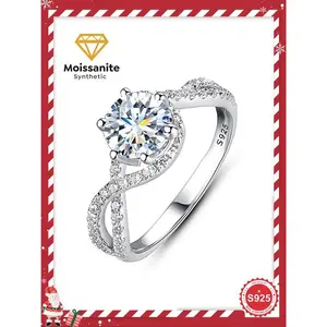 S925 Sterling Silver Glamorous Synthetic Moissanite Engagement Wedding Ring, Elegant Ring for Women, Anniversary Fine Jewelry Gifts, Valentine's Day, Gift, Moissanite Rings