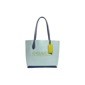 COACH Kia 31 Tote Bag for Women – Two-Tone Lake Blue and Multicolor Genuine Leather Handbag