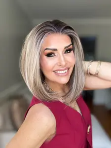 AISOM Caris Hazelnut Color Bob Wig with Scandinavian Hairline Low Density Synthetic Lace Wig 12 Inches Short Daily Women's Wig