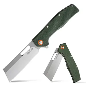 BieZumn Folding Pocket Knife, White Washed Blade, Linen Handle for Hunting, Survival, Camping and Outdoor Activities, Great Gift Father