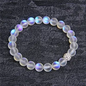 Natural Crystal Gemstone Bracelet,  Women Stretchy Bracelet, Aqua Angel Aura Quartz Mermaid Crystal Bracelet, Christmas gift, Birthday gift