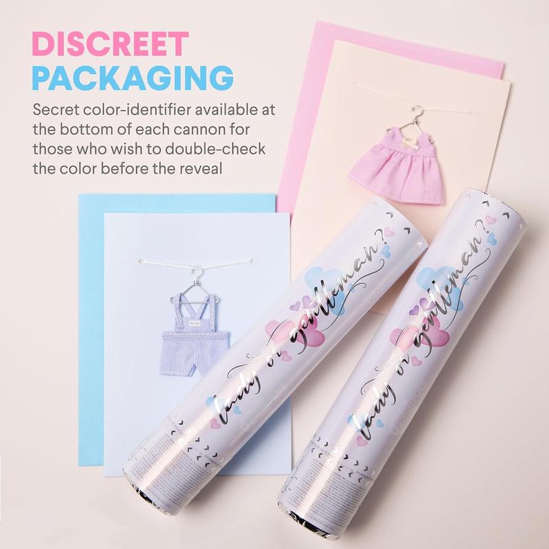 Gender Reveal Confetti Cannon - Biodegradable Powder & Heart Shaped Confetti Poppers - Pink, 4 Pack - Baby Girl Gender Reveal Smoke Bombs Party Poppers Cannons Shooters