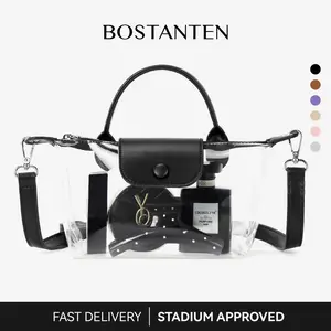 BOSTANTEN Clear Bag for Stadium Approved Small Crossbody Purse Handbags for Concerts Sports Events Leather