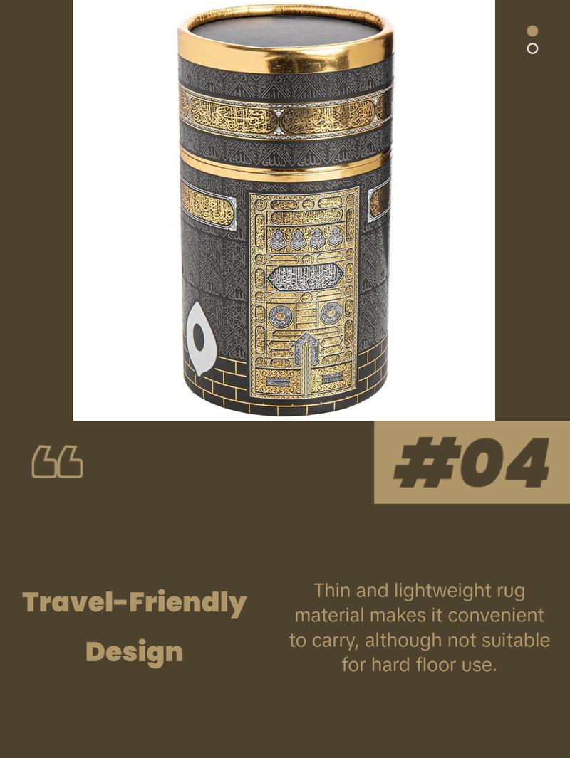 Kaba Cylinder Gift Box Set with Prayer Mat & Prayer Beads - Black