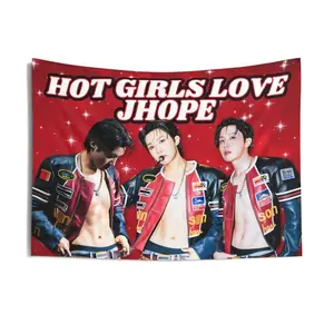 Custom #021 Hot Girls Love Jhope Flag Kpop Concert Banner: 2026 Kpop Tour Wall Banner Merch & Gift 2026