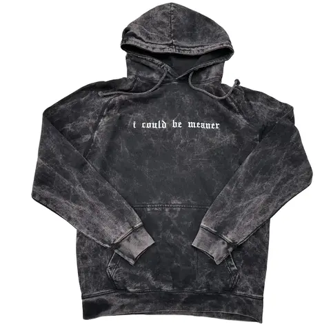 I Could Be Meaner Vintage Embroidered Hoodie, Gamer Sweatshirt, Gift for Him, Alt Fashion, Streetwear Casual Pullover Sweatshirts Embroidery Everyday Unisex