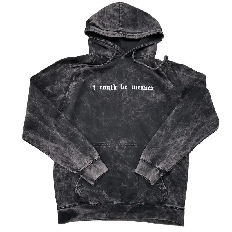 I Could Be Meaner Vintage Embroidered Hoodie, Gamer Sweatshirt, Gift for Him, Alt Fashion, Streetwear Casual Pullover Sweatshirts Embroidery Everyday Unisex