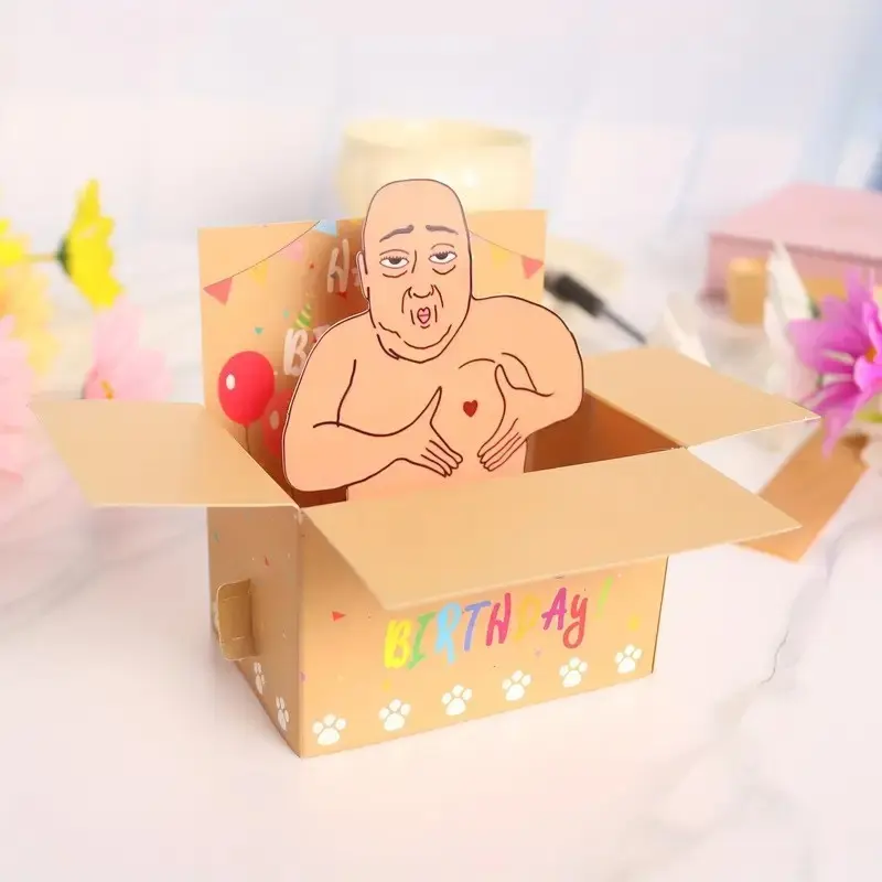 Creative Happy Birthday Pop-Up 3D Card, Humorous Character Design Funny Gift Card, Unique and Fun Present Idea for Birthdays, Interactive Greeting Card