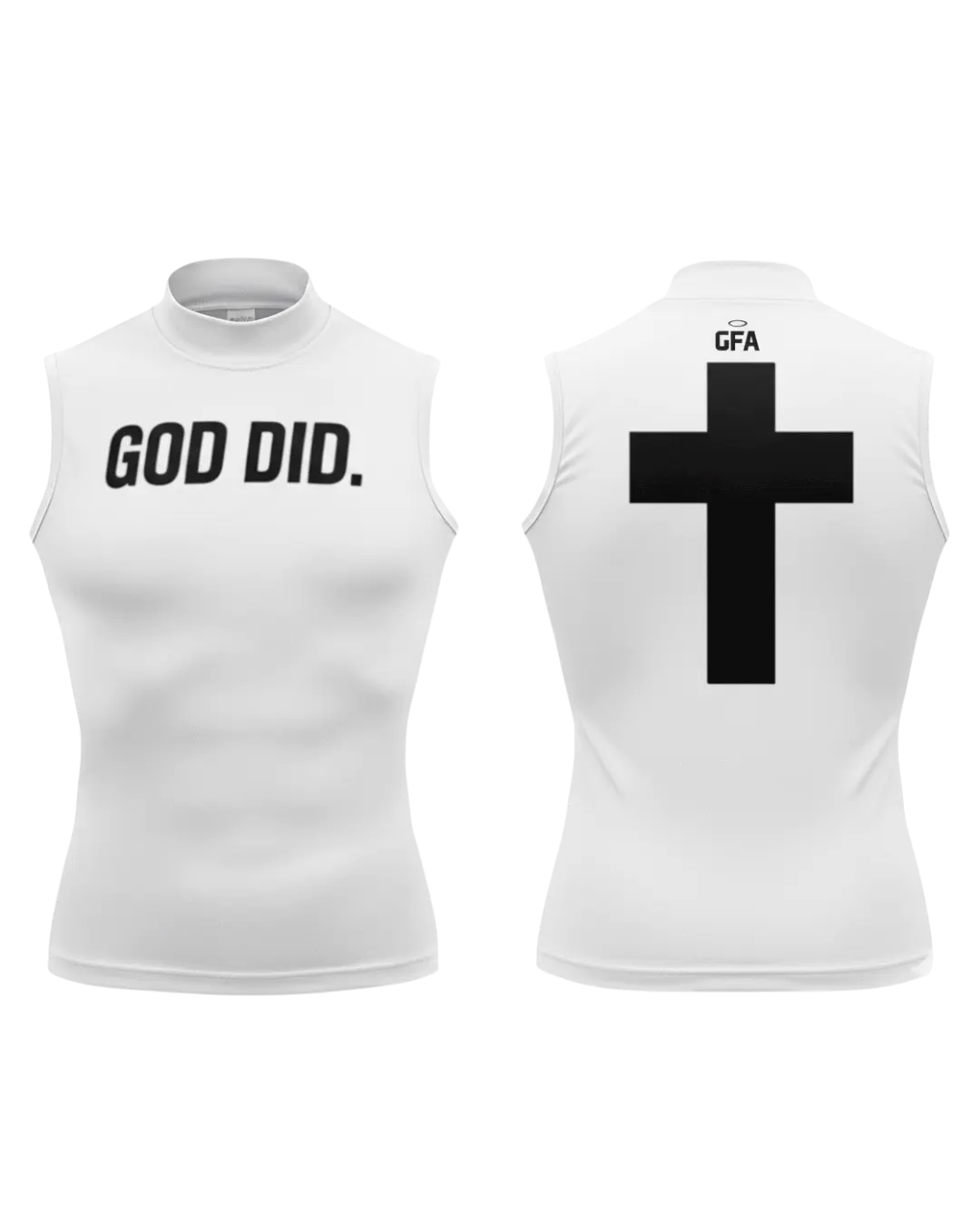 "GOD DID" High Collar Sleeveless Compression Shirt