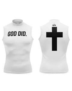 "GOD DID" High Collar Sleeveless Compression Shirt