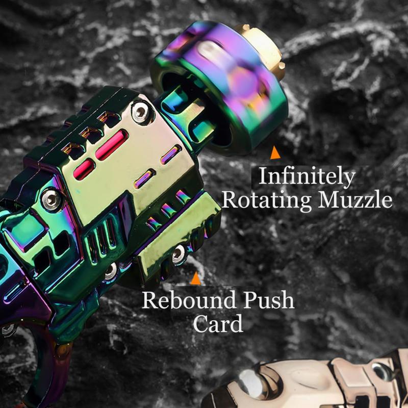 Stress Relief Relax EDC Gyro Finger Toy,Mini Alloy Fidget Toy,Spinner, Slider & launcher 3-in-1 EDC Fidget Toys,EDC Launcher Toy ADHD Tools,Soft Bullet Ejection,Cool Gadgets for Men with Gift Box,Ideal Gifts and Collections