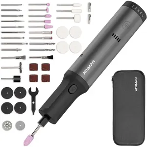 ATuMan Cordless Rotary Tool Set, 7.2V Power with Enhanced Torque, 5 Speed Settings Ranging from 10,000 to 28,000 RPM with 42 Accessories for Sanding, Polishing, Drilling, Etching