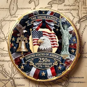 Personalized America 250th Anniversary Coin, Custom Family Name USA 1776–2026 Patriotic Keepsake, Semiquincentennial Independence Day Gift