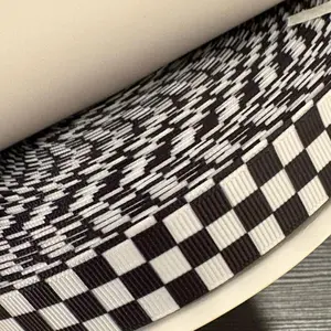 6/8" Checkered Print Grosgrain Ribbon - 100-Yard Roll 6/8" Checkered Print Grosgrain Ribbon - 100-Yard Roll