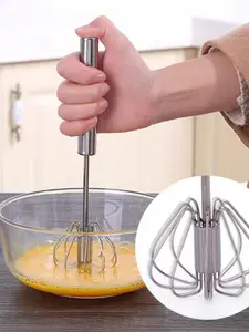 Here comes the semi-automatic hand-pushed egg beater! Made of stainless steel, it's specially designed for kitchen baking. It's also a multi-functional handheld model with a lid!