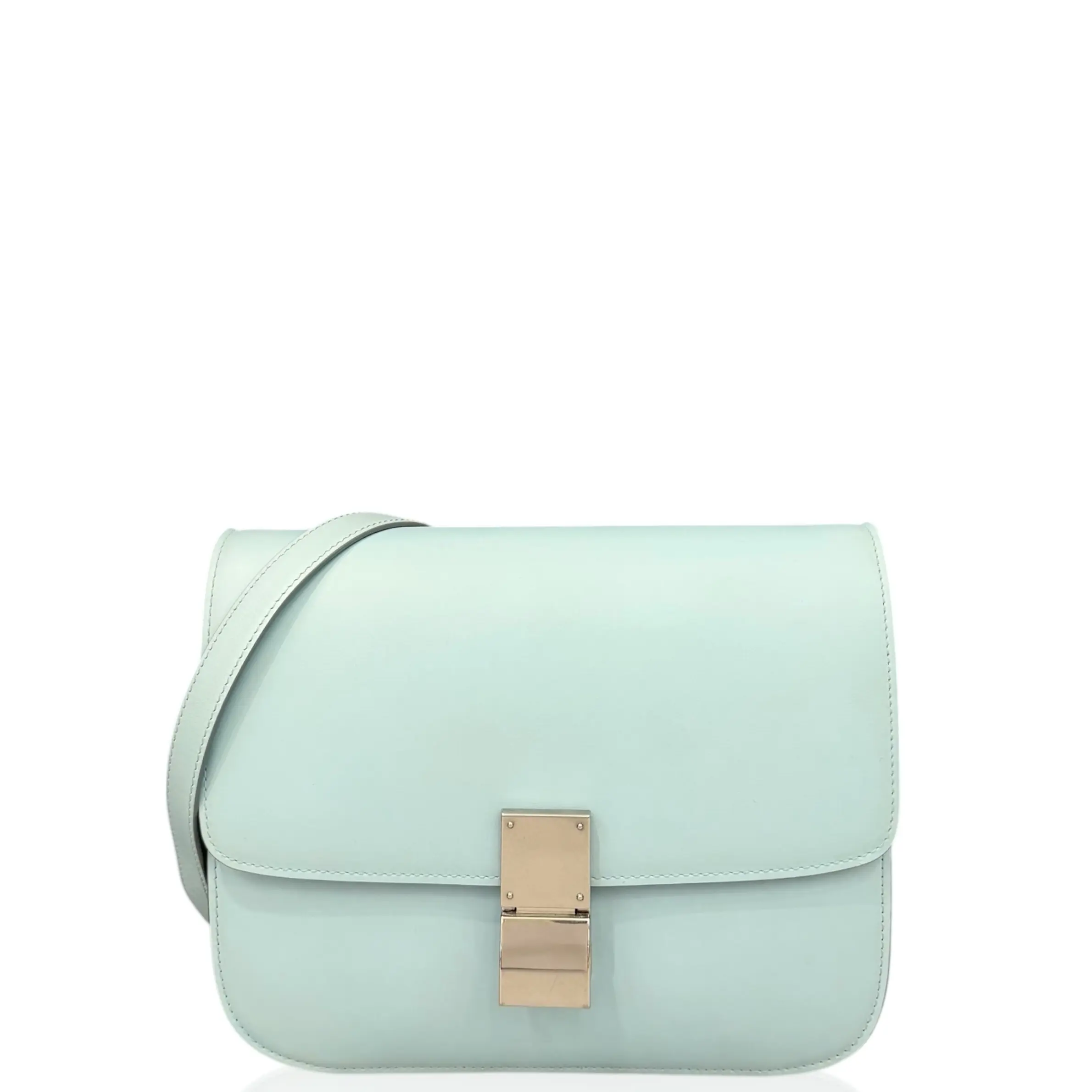 Pre-owned Celine Leather Shoulder Bags Medium Classic Box Smooth Calfskin Light Blue (ym030126h5)