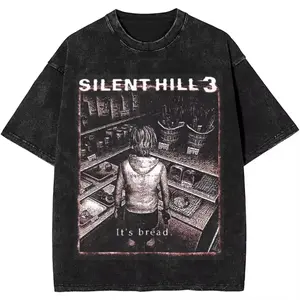 valentine shirts  2026 Horror Silent Hill Heavens Night Hip Hop Washed T-shirt Men Tshirt Streetwear Patterned Printed Short-sleeved T-shirt