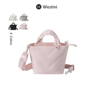 Puffer Crossbody Tote Bag, Lightweight Quilted Shoulder Bag with Multiple Pockets for Everyday Use