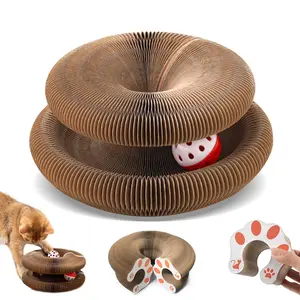 Foldable Magic Cat Scratcher Toy with Rolling Ball