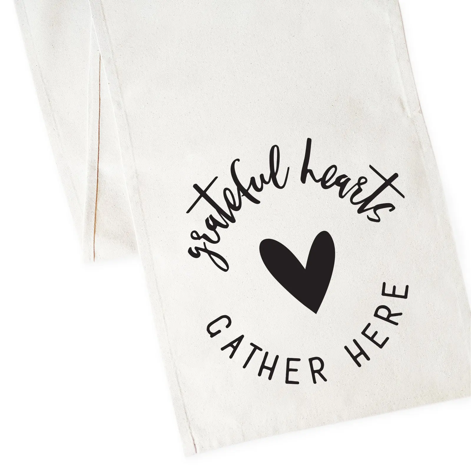 Grateful Hearts Gather Here Cotton Canvas Table Runner