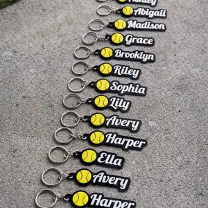 Custom Softball Name Keychain | Personalized Softball Bag Tag