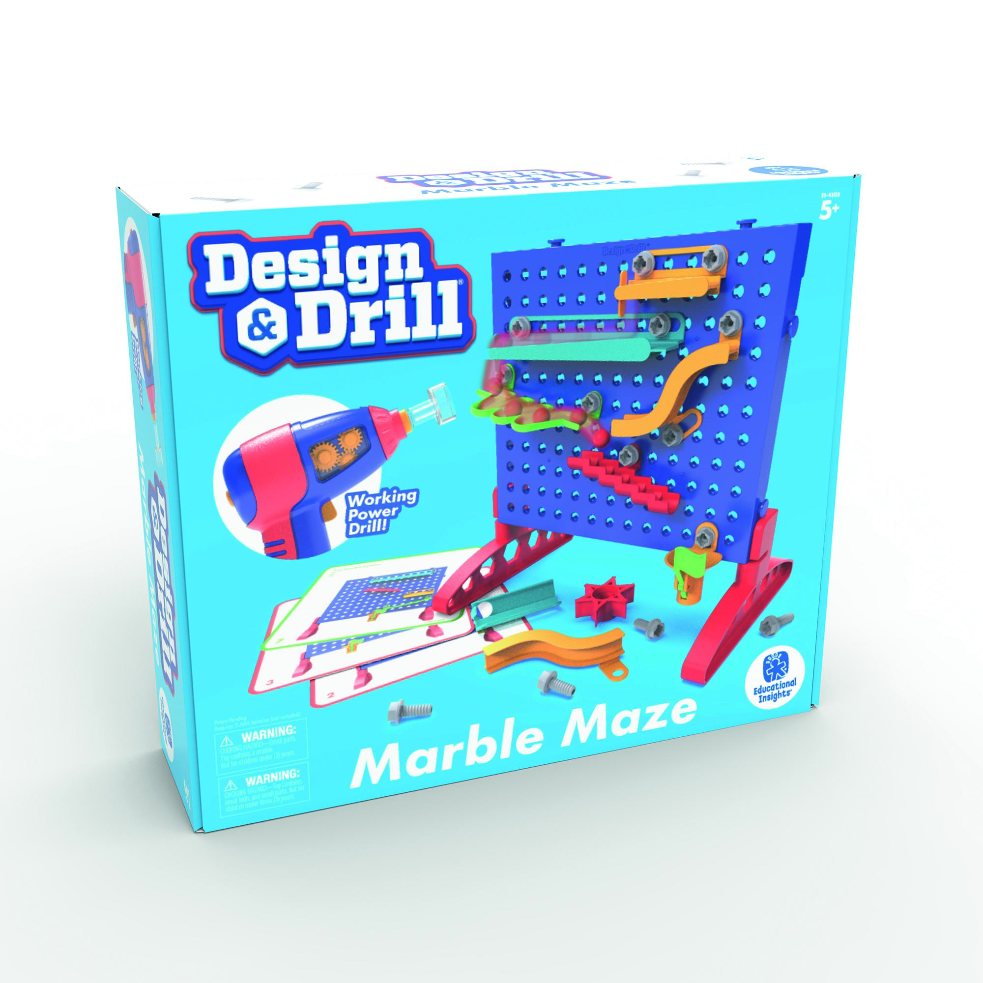 Educational Insights Design & Drill Marble Maze, Marble Run STEM Toy, Over 50 Pieces, Ages 5+