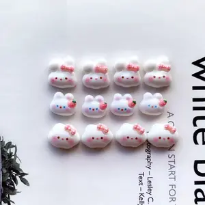 Glossy Mini Bunny Resin Accessory DIY Phone Case, Creamy Glue Hairpin, Material, Cartoon Stickers.Random style shipment