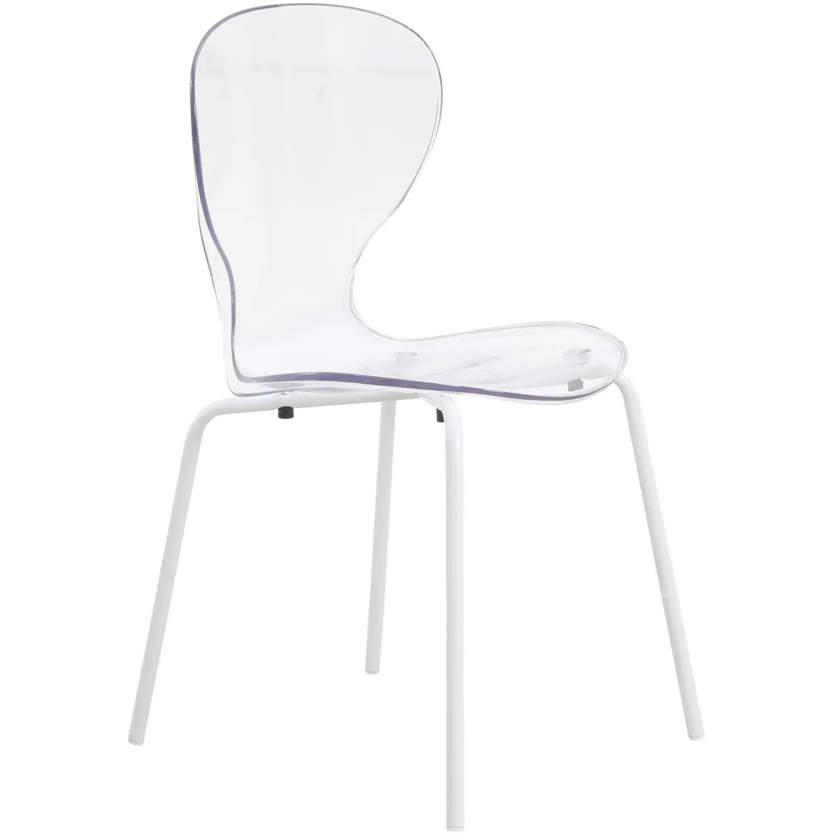 LeisureMod OCW-17CL Modern Oyster Transparent Dining Side Chair with White Base, Clear
