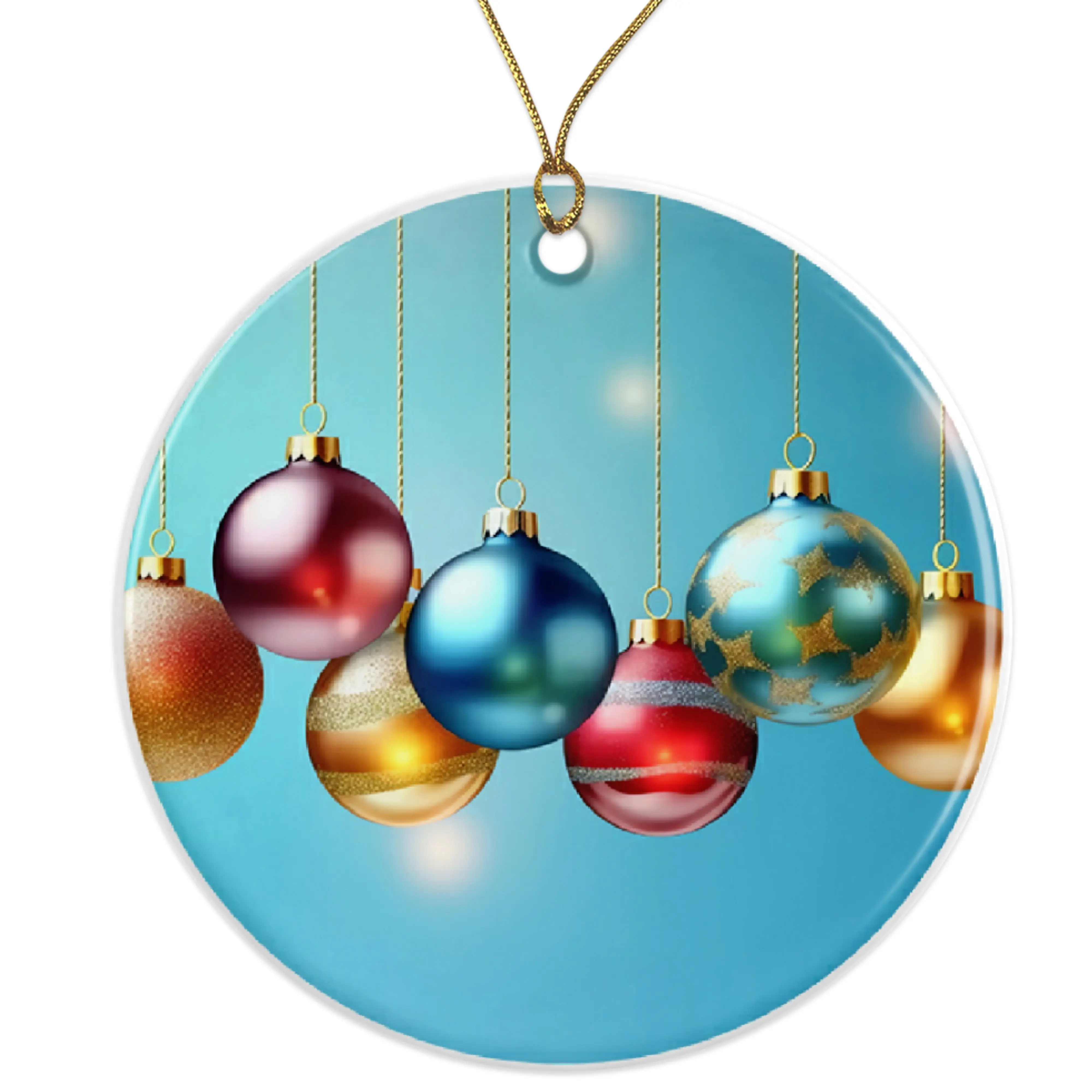 Colorful Baubles Ornament, Festive Hanging Holiday Decor, Shiny Christmas Tree Ornaments, Christmas Balls Ceramic Ornament - 3 Inch Christmas Tree Round Ornament - Xmas Holiday Decor - String Included - ORNW0238