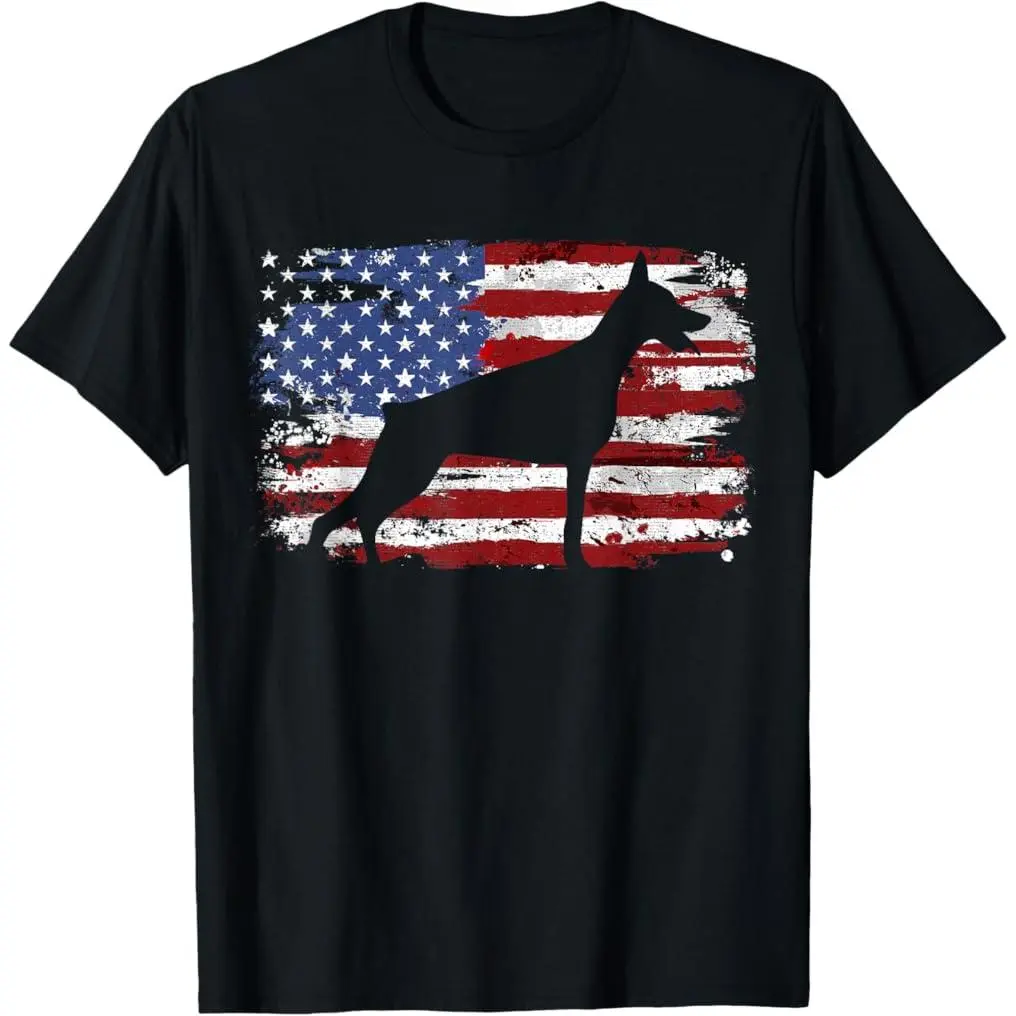 Vintage Doberman Flag T-Shirt Cotton Tee