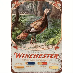 2D Flat, Retro Winchester Turkey Hunting Metal Sign, Classic Style Iron Wall Decor, Multipurpose Indoor/Outdoor Art, Suitable for Garage, Cafe, for Man Cave, 2D, Perfect for Room Decoration, 2D Flat summerwins