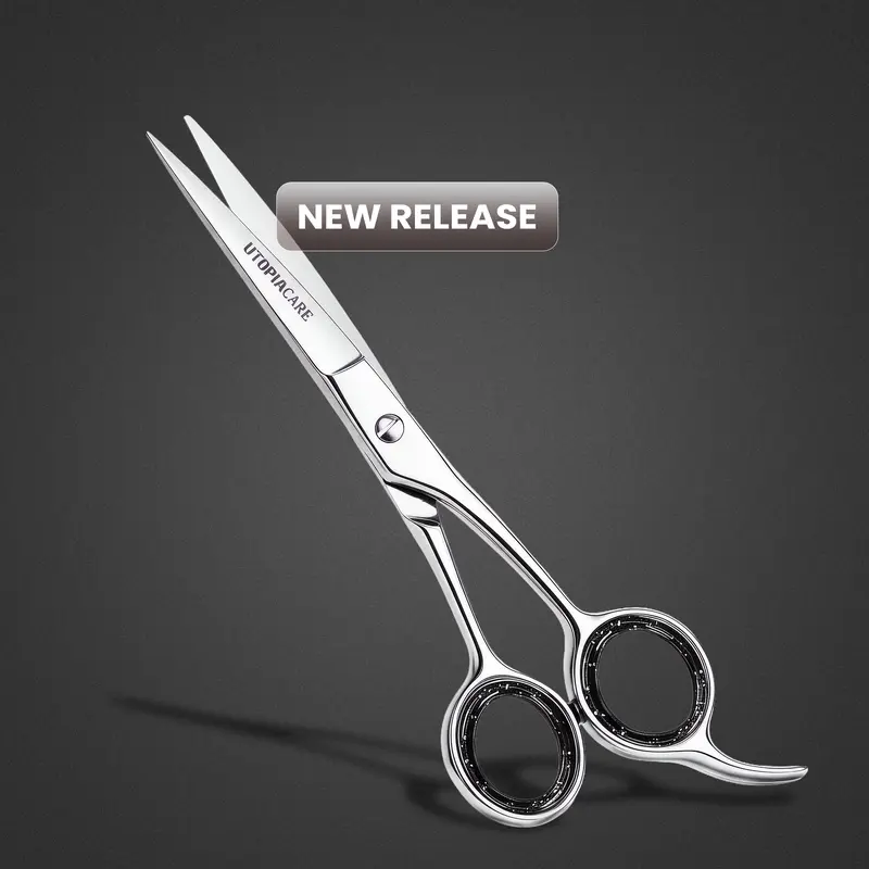 Utopia Care 6.5-in Hand-Crafted Salon-Grade Stainless Steel Shears for Hair - Removable Finger Rest, Detachable Razor-Sharp Blades, Body-Safe, Precise Cut, All Ages Haircare Tool for Adults & Children, Curly Hair Trimming Home Use