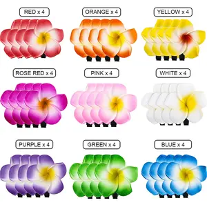 36 Pieces 1.97 Inch Hawaiian Plumeria Hair Clip Foam Artificial Tropical Flower Hairpin Barrette Hair Accessories for Luau Beach Party