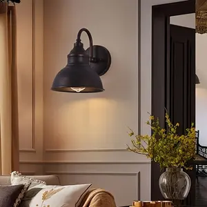 Vintage Metal Shade Industrial Wall Light, Semi-Recessed Installation, Foldable Retro Wall Lamp, for Porch and Garden, Button Control, 85v-265v