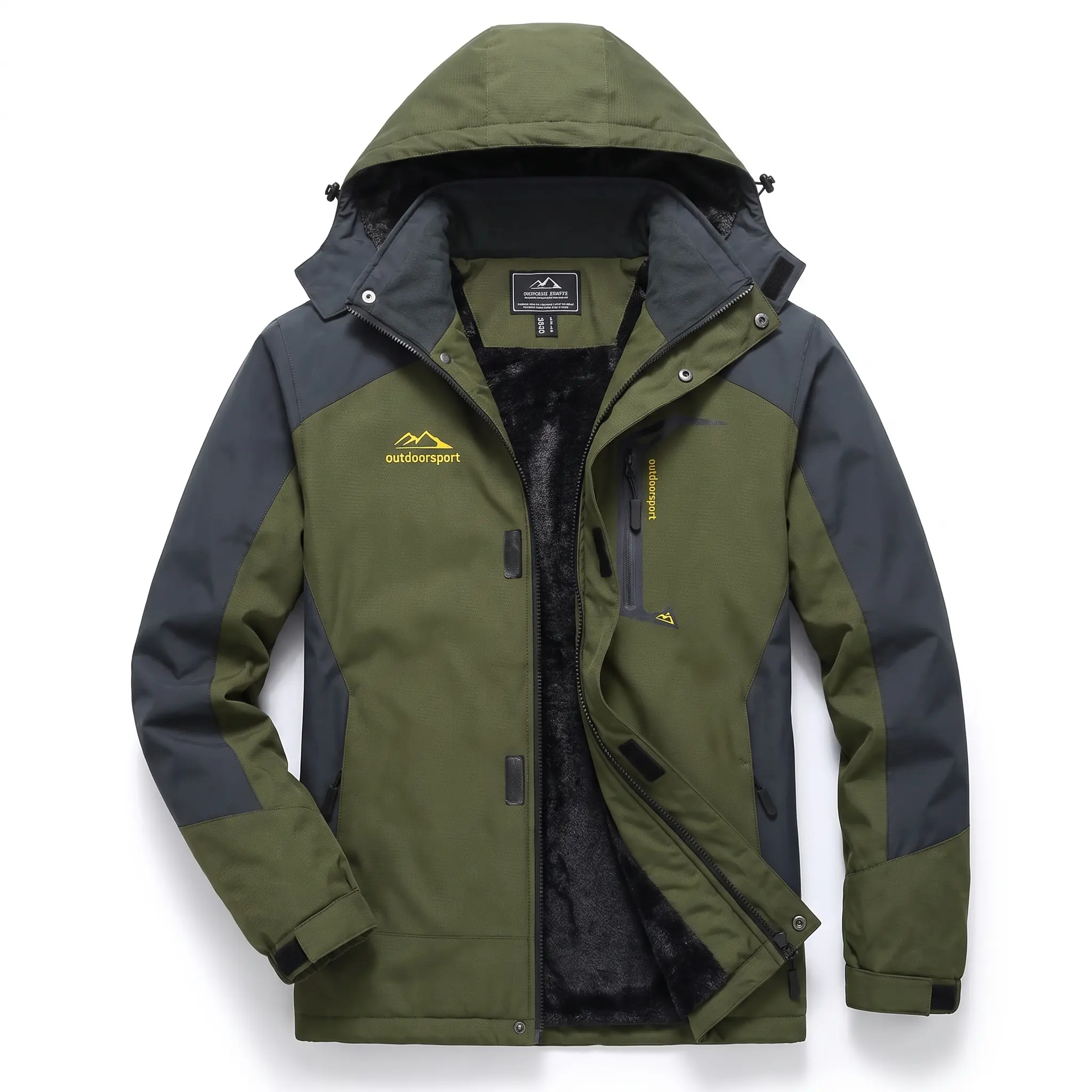 Men's Winter Ski Waterproof Jacket Warm Hiking Jackets Windproof Fleece Coats with 5 Pockets